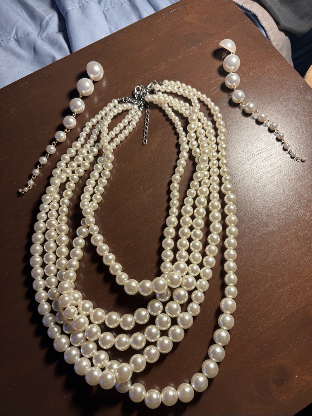 Fashion Nova White Pearl Necklace & Matching Earrings Set | Costume Jewelry